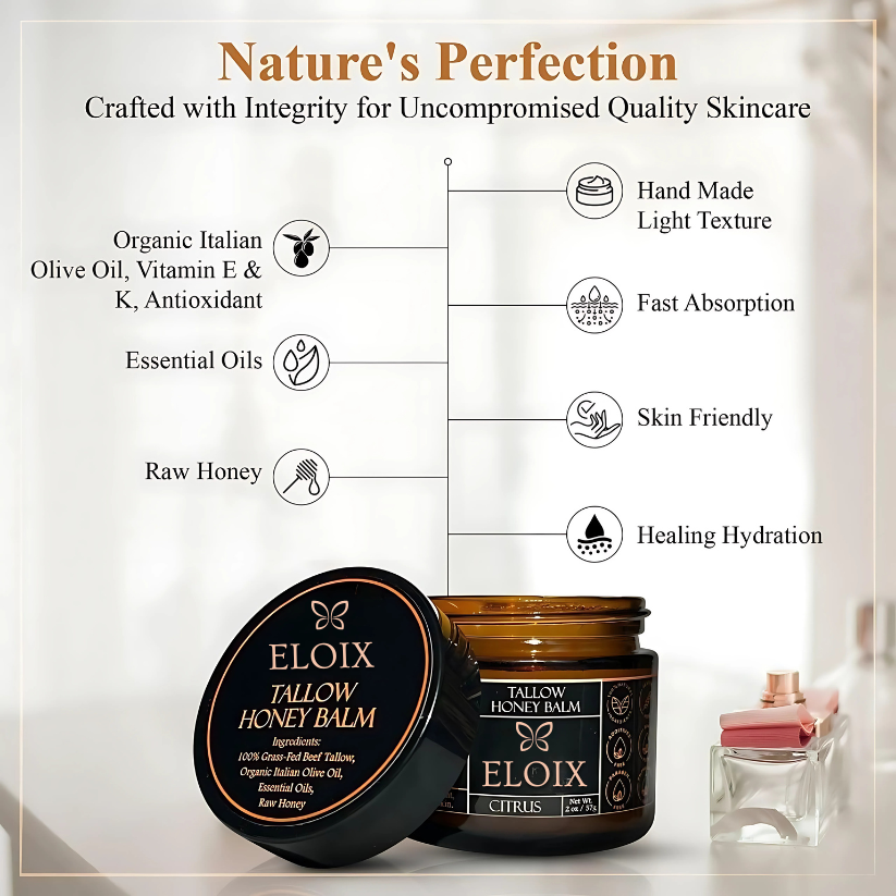 Organic Grass-Fed Beef Tallow With Raw Honey Balm