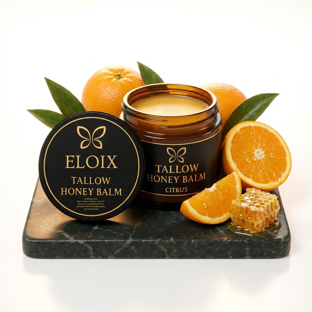 Eloix grass-fed beef tallow with raw honey balm